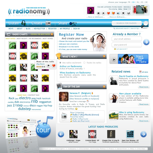 Homepage Radionomy